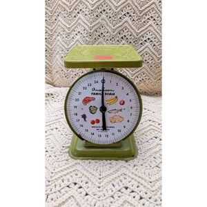 Vintage American Family Kitchen Scale Avocado Pea Green 25 Lb 1960's Countertop